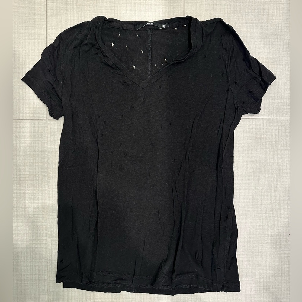 J Brand Black Distressed Tee